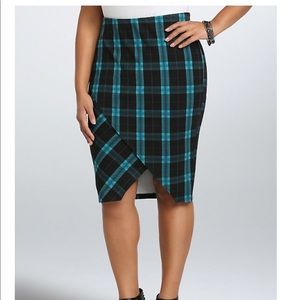 Torrid Teal Plaid Pencil Skirt